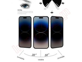 Tempered glass privacy function screen protector with black frame for Apple iPhone 14 Pro, A2890